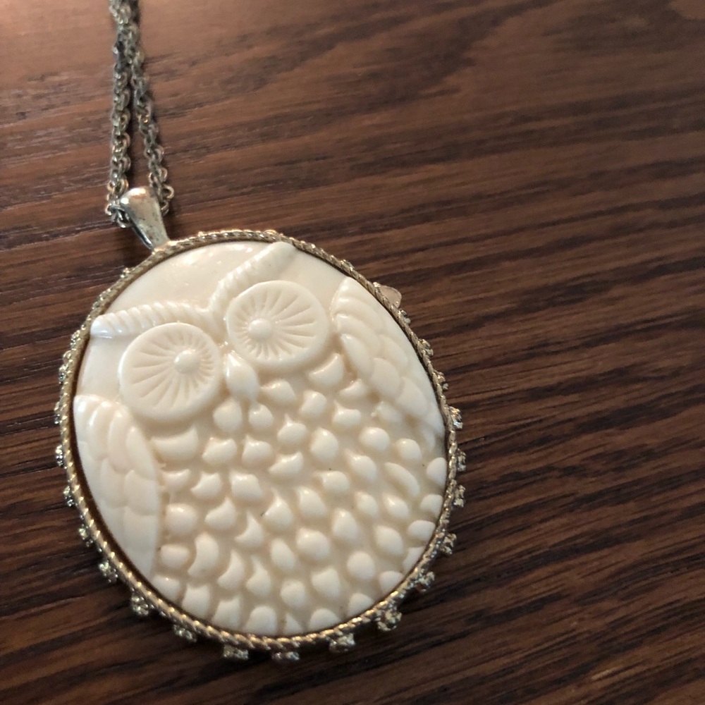 White and Gold Owl Pendant